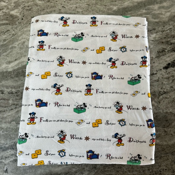 Vtg Mickey Mouse Print Flannel Sheet Cotton Disney Flat - Picture 1 of 9